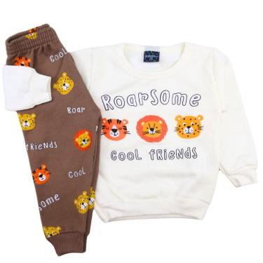 Imagem de Conjunto Bebê Casaco Calça Silk Animais Inverno PMG Moletom