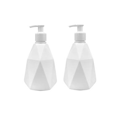 Imagem de Kit 2 Porta Sabonete Líquido 500ml Diamante com Pump Trava(2 BRANCO)