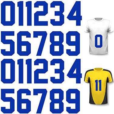 Imagem de 22 peças de camiseta com números de transferência de calor números 0 a 9 números de jérsei macios para uniforme de equipe, camiseta esportiva, futebol de basquete (azul, 20 cm)