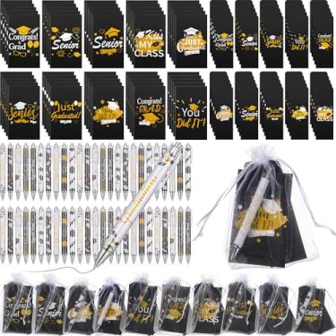 Imagem de Moinchore Conjunto de 200 peças de presentes de formatura 2024 inclui 50 cadernos de graduação, 50 marcadores de página de parabéns, 50 canetas esferográficas graduadas, 50 sacos de organza branca