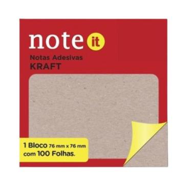 Imagem de Bloco Note It Notas Adesivas Kraft 76x76mm 100 Folhas Molin