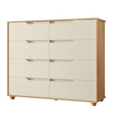 Imagem de Cômoda Doble com 8 Gavetas Vistas Flex Albatroz, Freijó/Off White - Fl