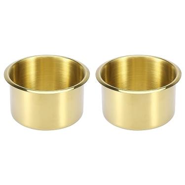 Imagem de X AUTOHAUX 2 peças de suporte universal de copo de aço inoxidável para substituição dourado para barcos marinhos RVs
