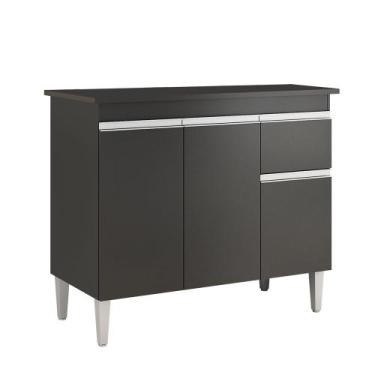 Imagem de Balcão Gabinete Tatiane 100 cm S/TAMPO PRETO - Ajl Móveis