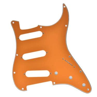 Imagem de KAISH 11 furos ST/Strat Style Pickguard SSS Pick Guard para USA/México Stratocaster/Strat Orange 3 camadas