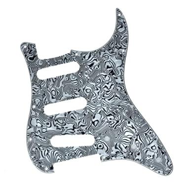 Imagem de KAISH 11 Furos ST/Strat Estilo Pickguard SSS Pick Guard para Stratocaster EUA/México Strat Preto Branco Shell