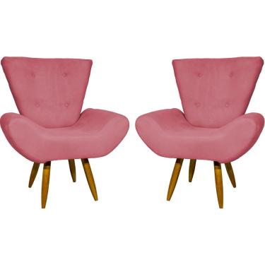 Imagem de Kit 2 Poltronas Decorativa Para Sala Recepção Manicure Consultório Escritório Emilia Suede