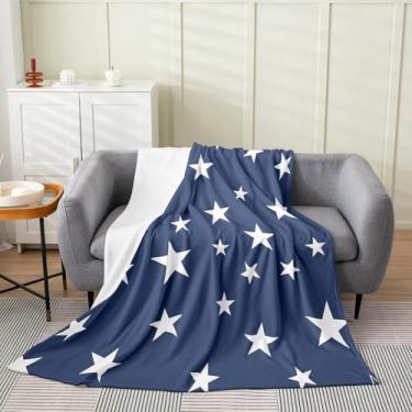 Imagem de Feelyou Cobertor de lã com estampa de estrela para bebês 76,2 x 101,6 cm, cobertor infantil de flanela de pelúcia felpudo para sofá, sofá, meninos, meninas, adolescentes, azul claro todas as estações