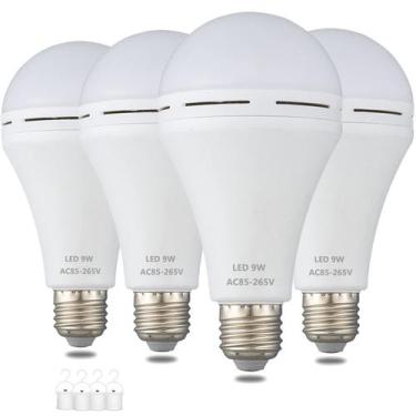 Imagem de Lâmpada LED de emergência Furoching A19 recarregável 9W 6000K, pacote 