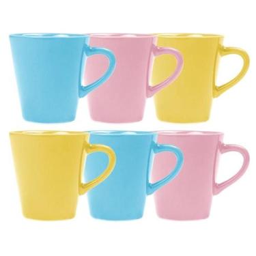 Imagem de Kit 6 Xícaras Cerâmica 120ml Tulipa Chá Café Multiuso Resistente Duráv