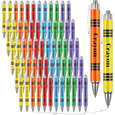 Imagem de Fuutreo 60 canetas esferográficas coloridas de giz de cera para professores, presente de agradecimento ao professor, linda caneta esferográfica retrátil, presente de escritório escolar para colega de