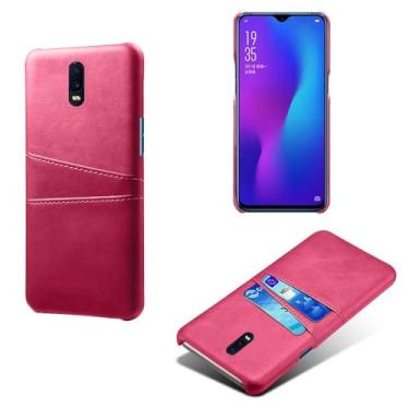 Imagem de Capas Compatível com OPPO R17,Caso de couro PU-Tampa de telefone a prova de choque com 2 slots de cartão,Proteção anti-impressão digital e anti-gota-Rose Red