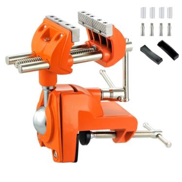 Imagem de MAXMAN Torno de banco com braçadeira universal de 20 cm Torno de mesa de aço fundido resistente 360° com base giratória para bancada de trabalho projetos DIY, criações artesanais, escultura e modelagem