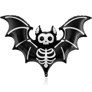Imagem de SpookyParty Balão de Halloween de morcego esqueleto gigante de 150 cm - sem necessidade de moldura, brilha no escuro, decoração à prova d'água para assombração de quintal, cenário de festa de terror