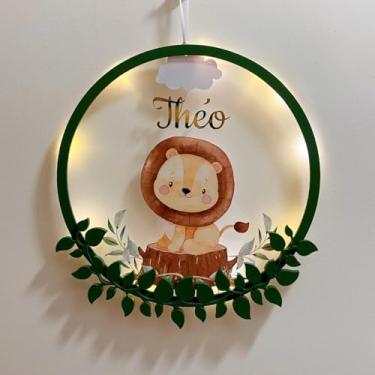 Imagem de Enfeite Porta Maternidade Led Leão Acrílico e Espelho