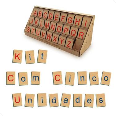 Imagem de Kit Brinquedo Pedagógico Para Crianças Alfabeto Móvel Degrau Mdf 130 p
