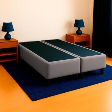 Imagem de Base Box Casal Bipartido Suede Cinza PoliConfort 138x188x26