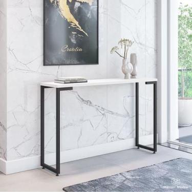 Imagem de Aparador Estilo Industrial Branco 90cm x 35cm Hall de Entrada Branco -