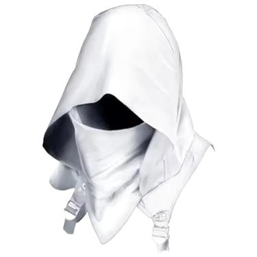 Imagem de Cachecol Rogue Cowl Hood, Branco Inverno Aquecedor de Pescoço Chapéu Capuz, Capuz Gótico Medieval para Cosplay de Halloween e Uso Diário