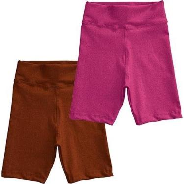 Imagem de Kit 2 Short Menina Infantil Treino Roupa Ginástica Infantil Esporte Mo