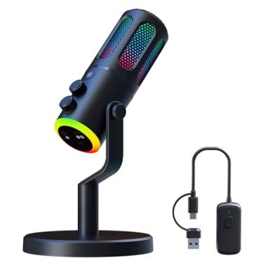 Imagem de NPTCL Microfone condensador USB sem fio para PC, podcast, streaming Asmr YouTube PS 5 e 4, microfone de mesa de som de estúdio para criador de conteúdo (sem fio, preto)