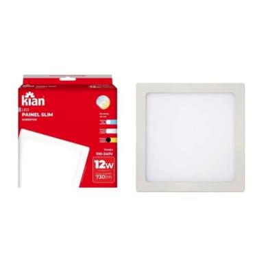 Imagem de Kian - Luminária Led Painel/Plafon Slim Quadrada Sobrepor 12W 3.000K Branca Quente Bivolt