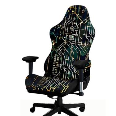Imagem de Tedkoo Capas para cadeira de jogos, capa de assento elástica elástica para cadeira de computador com apoio de braço para cadeira reclinável de corrida e jogos (motivo D)