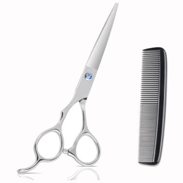 Imagem de Tesoura de corte de cabelo canhoto, tesoura profissional afiada de 15 cm, tesoura de cabeleireiro para lista de cabelo, tesoura de cabelo de barbeiro canhoto