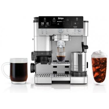 Imagem de Cafeteira Ninja Luxe 3 em 1 com Moedor Integrado, Espumador de Leite e Assistente para Preparo de Espresso ES601 em Aço Inoxidável