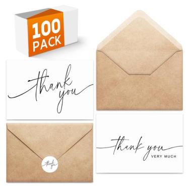 Imagem de Cartões de agradecimento XXINMOH, pacote com 100 envelopes e adesivos 