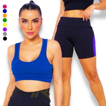 Imagem de Kit conjunto TOP ALÇA MÉDIA bojo + Short LEGGING REDINHA Feminino Acad