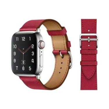 Imagem de Pulseira De Couro Unissex Para Apple Watch 46mm 44mm 41mm 45mm 38-42mm