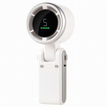 Imagem de Mini Ventilador Portátil Turbo Com Display Digital, Bateria 3600mah E Power Bank Usb-c Dobrável E Recarregável - Branco
