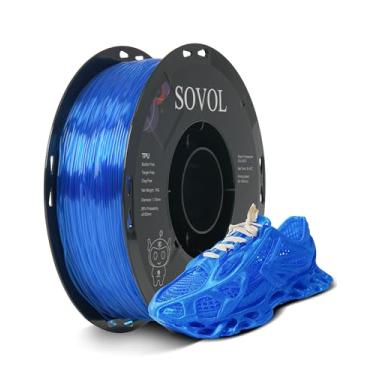 Imagem de Sovol Filamento TPU 1,75 mm, filamento de impressora 3D flexível TPU macio 95A com alta elasticidade, 1 kg (2,2 lbs), precisão dimensional +/- 0,02 mm, serve para a maioria das impressoras FDM, azul
