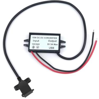 Imagem de Conversor USB DC12V/24V para 5V 3A Módulo Buck Adaptador de Alimentação DC Conversor de Energia para Carro