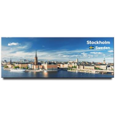 Imagem de Imã de geladeira panorâmico Estocolmo lembrança de viagem na Suécia