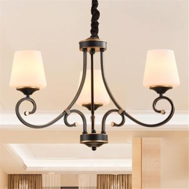 Imagem de Ustre E Lâmpada Pendente LED De Luxo: Estilo Retro Americano Com Toque Europeu, Ideal Para Sala De Estar, Restaurante, Quarto, Estudo, Villa, Hotel E Café (G 3 Luzes)