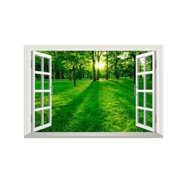 Imagem de Falsas Janelas Paisagens Impressões em Tela-Prado árvores-Quadro Arte Moderna-Natureza Pintura Decoração Parede 20x30cm Sem Moldura
