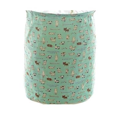 Imagem de Cesto Organizador Dobrável de Tecido Impermeável para Roupa Suja e Brinquedos com Estampas Decorativas(2,Cato colorido)