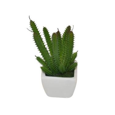 Imagem de Suculenta Cacto Artificial em Vaso de Louça 15cm - Bela Flor