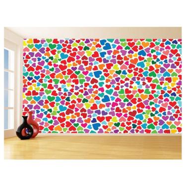 Imagem de Papel De Parede 3D Textura Corações Coloridos 3,5M Txt221