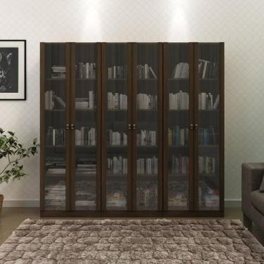 Imagem de Conjunto de Escritório com 3 Armários com 2 Portas de Vidro e 5 Pratel