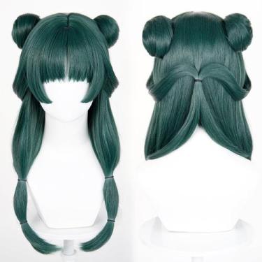 Imagem de Peruca Cosplay Probeauty Maomao Long Verde Escuro com Pãezinhos Anime