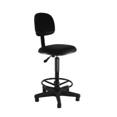 Imagem de Cadeira Check Out Secretaria Com Sefir Tecido Preto - Lorenzzo