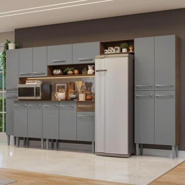 Imagem de Armário De Cozinha Completa 325cm Rustic-cinza Emilly Madesa 07