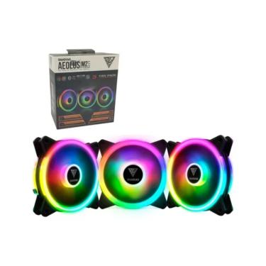 Imagem de Kit 3 Coolers Fans Pc Gamer Gamdias RGB Aelous 120mm Lite - M2-1203