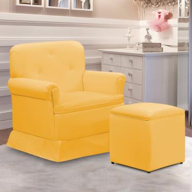 Imagem de Poltrona de Amamentação Base Balanço Lígia Sintético Amarelo E03 - D'Rossi