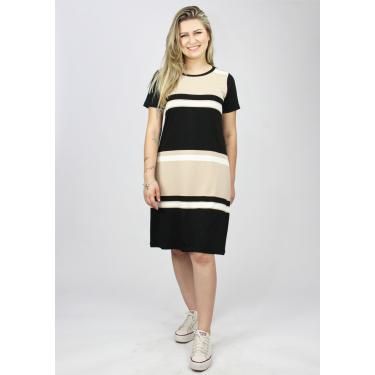 Imagem de Vestido Manga Curta Pau a Pique Listrado Preto