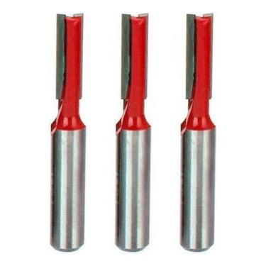 Imagem de Kit 3 Fresas Retas 8Mm Haste 6Mm Corte Duplo Madeira Tupia