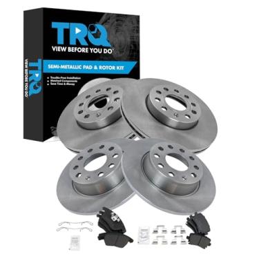 Imagem de TRQ Kit de pastilha e rotor de freio dianteiro e traseiro semimetálico compatível com Volkswagen Golf 2010